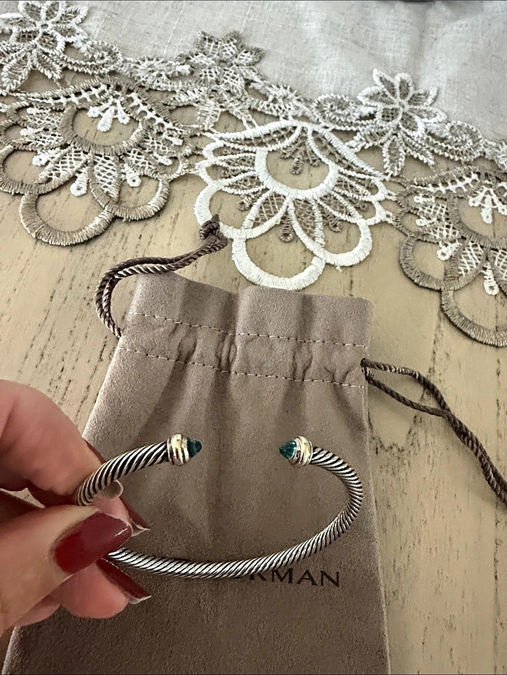 David Yurman Cable Classics Bracelet with Blue Topaz and 14K Gold